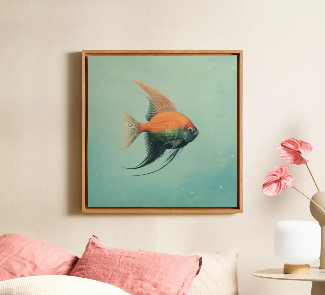 Pesce angelo minimo 1 tela con Cornice a cassetta da Minimal Animal Art