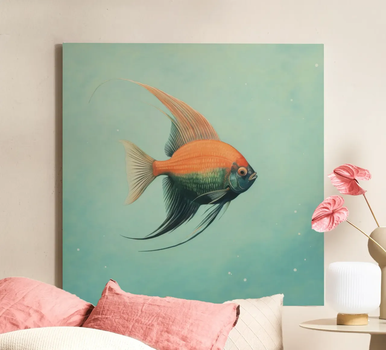 Pesce angelo minimo 1 tela con Cornice a cassetta da Minimal Animal Art