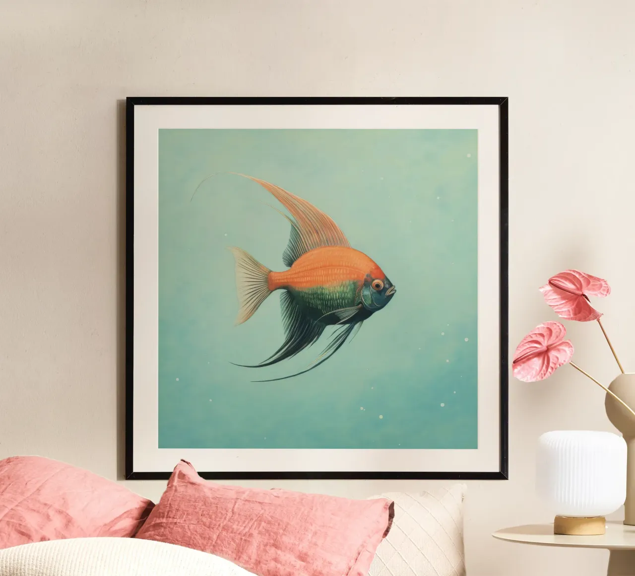 Minimo Angelfish poster da Minimal Animal Art