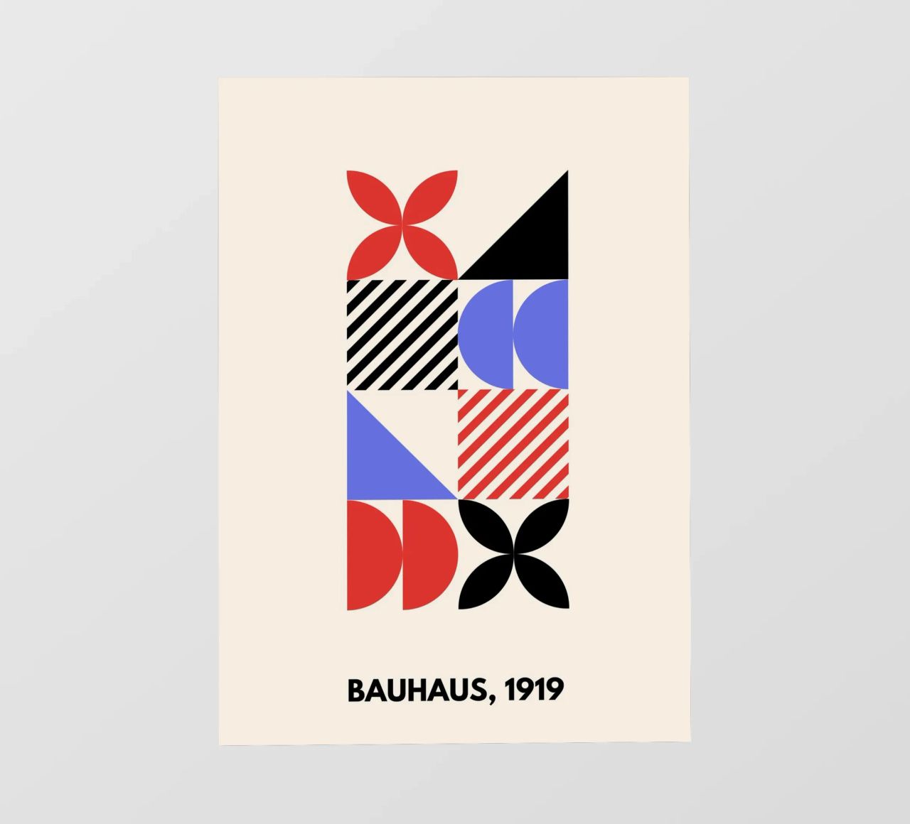 Bauhaus Shapes | Blue, Red & Black Abstract Art Print lámina retroiluminada de PrintCessStudio