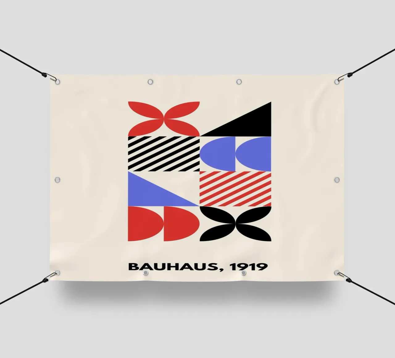 Bauhaus Shapes | Blue, Red & Black Abstract Art Print telo in pvc da PrintCessStudio