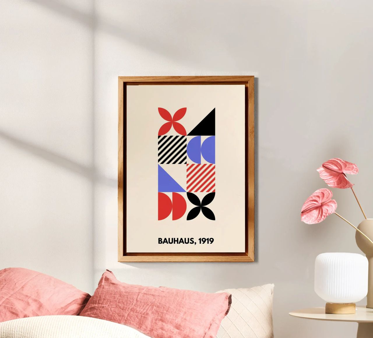 Bauhaus Shapes | Blue, Red & Black Abstract Art Print aluminio dibond de PrintCessStudio