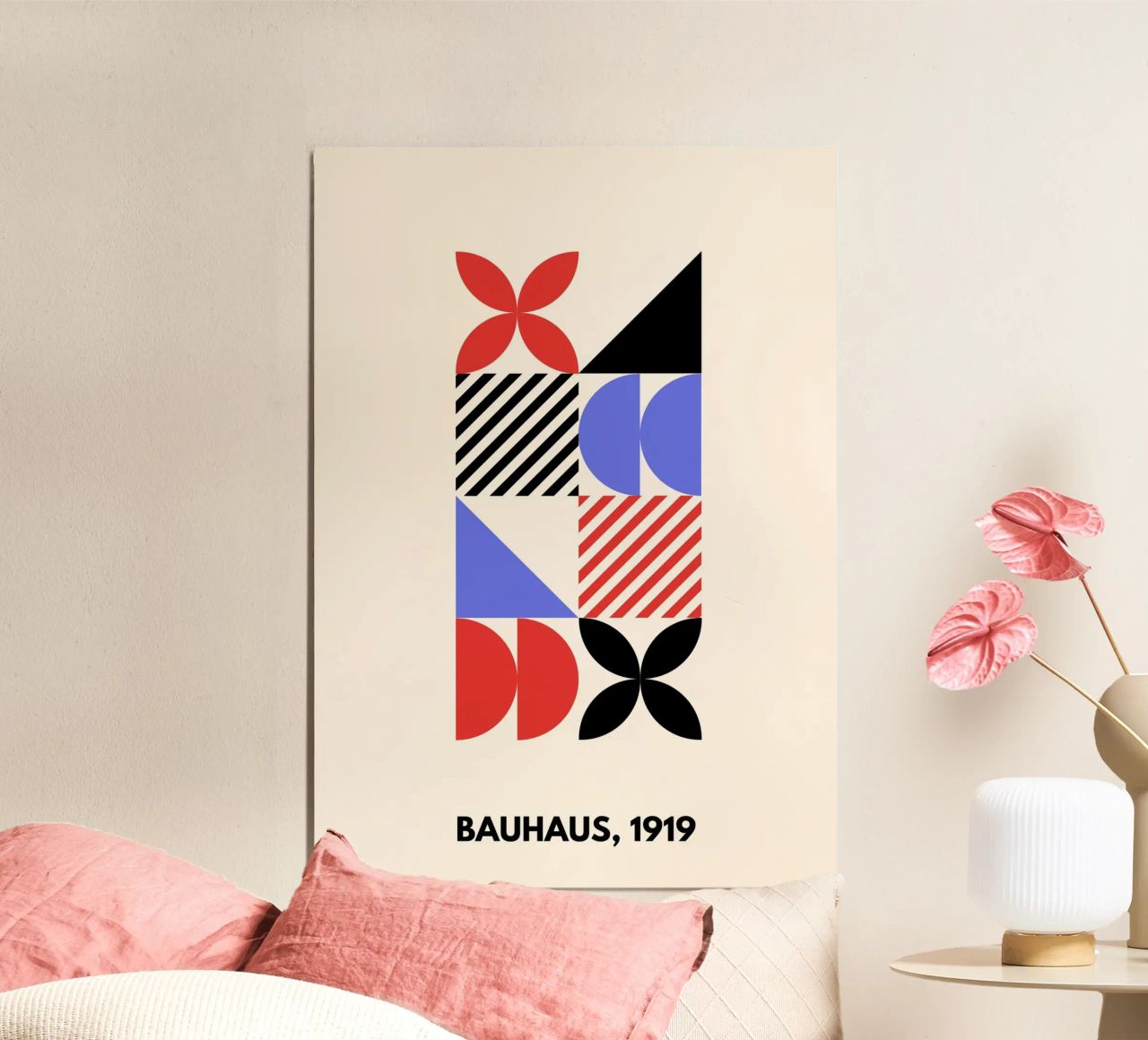 Bauhaus Shapes | Blue, Red & Black Abstract Art Print aluminio dibond de PrintCessStudio