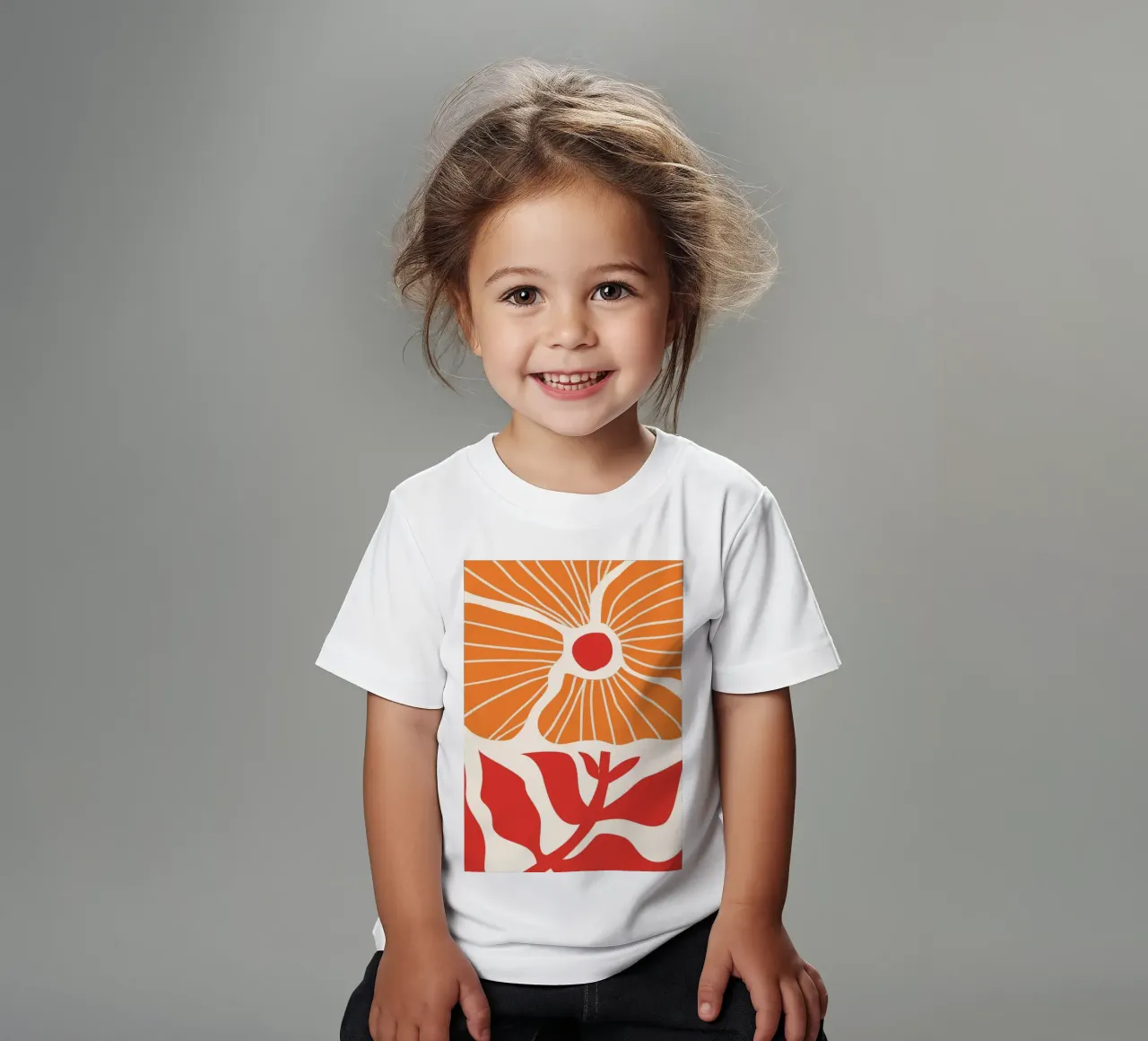 Abstract Poppies | Modern Orange & Red Art Print t-shirt bambini da PrintCessStudio