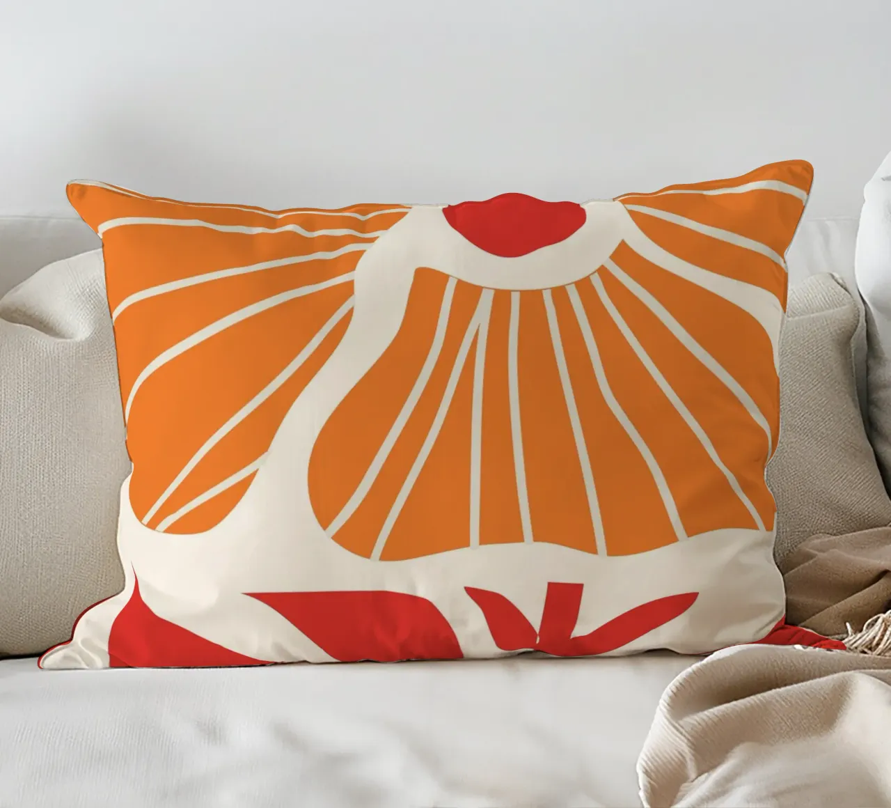 Abstract Poppies | Modern Orange & Red Art Print cuscino da PrintCessStudio