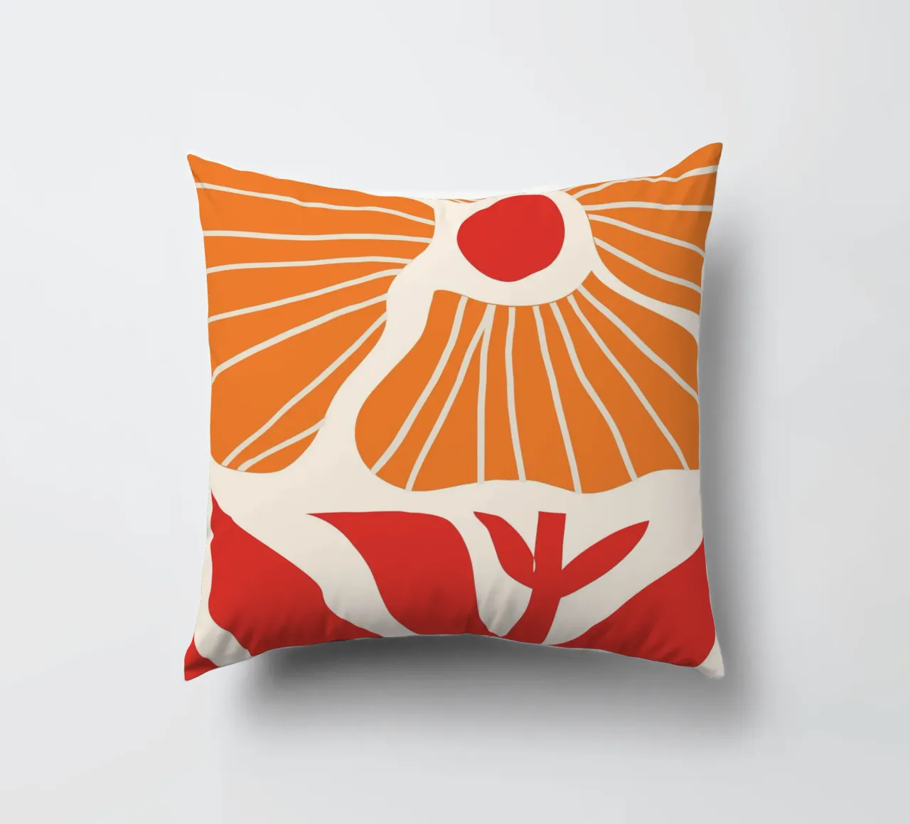 Abstract Poppies | Modern Orange & Red Art Print cuscino da PrintCessStudio
