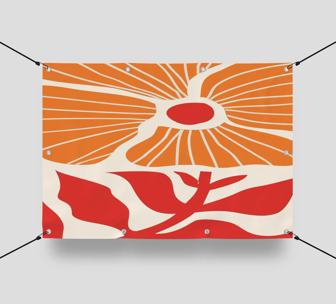 Abstract Poppies | Modern Orange & Red Art Print telo in pvc da PrintCessStudio