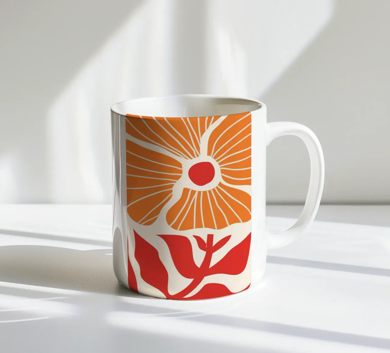 Abstract Poppies | Modern Orange & Red Art Print tazza in ceramica da PrintCessStudio