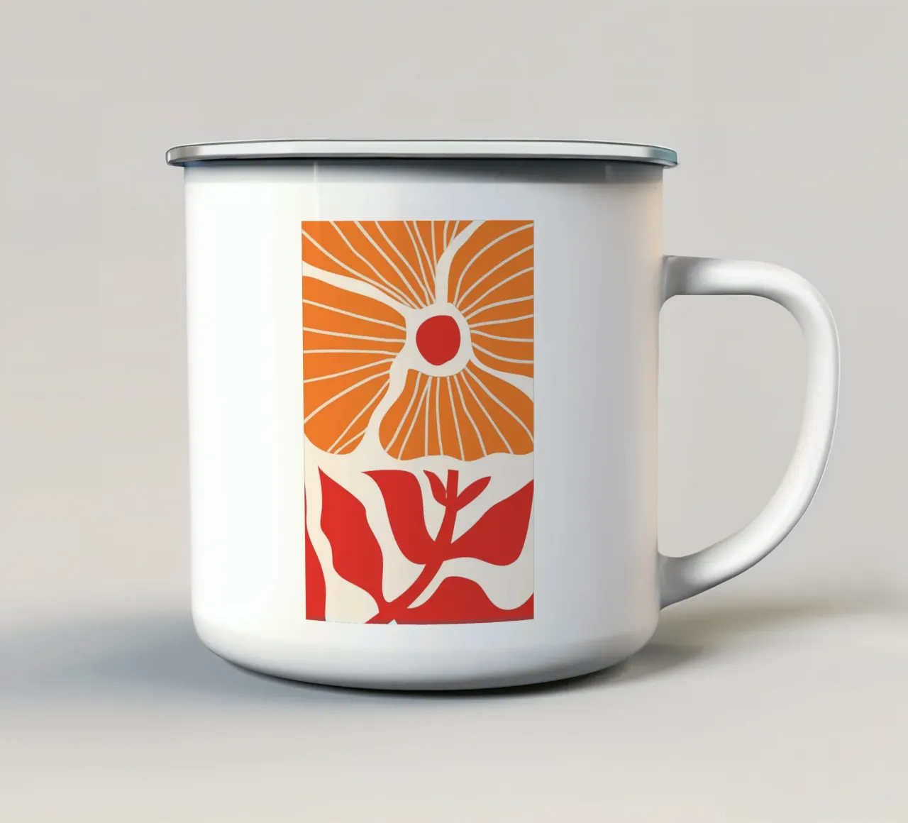 Abstract Poppies | Modern Orange & Red Art Print tazza in smalto da PrintCessStudio