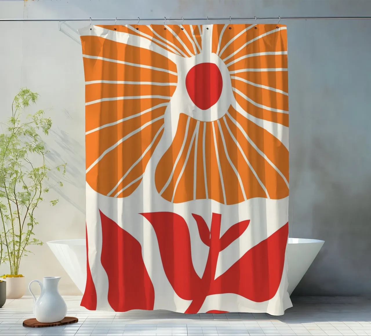 Abstract Poppies | Modern Orange & Red Art Print tenda da doccia da PrintCessStudio