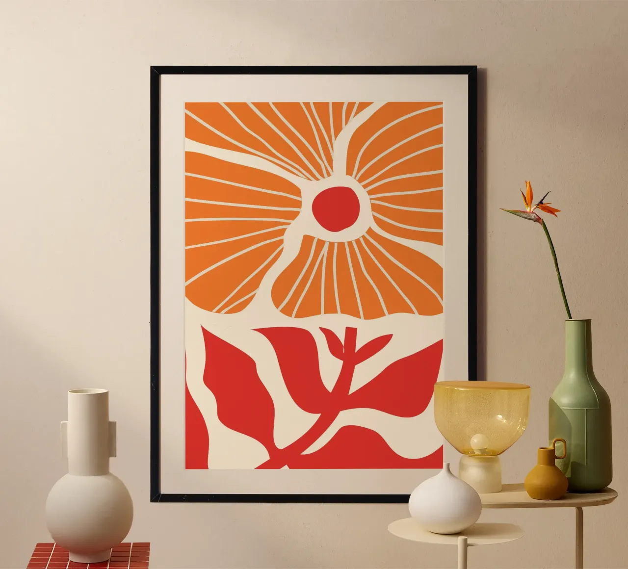 Abstract Poppies | Modern Orange & Red Art Print carta hahnemühle da PrintCessStudio