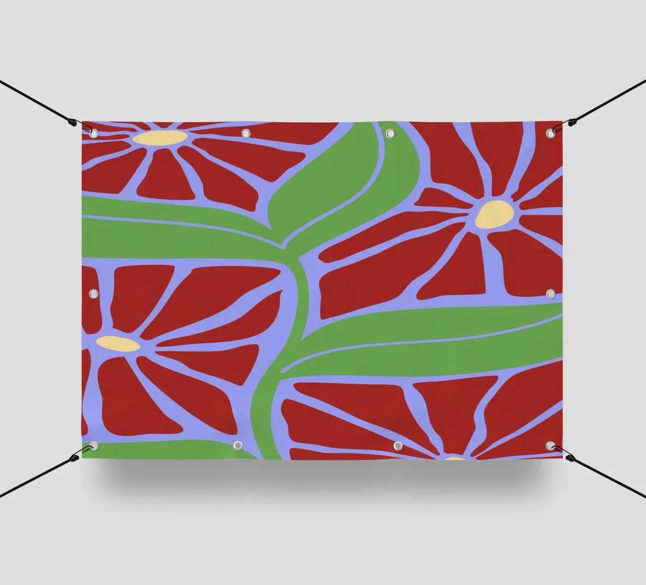 Purple Dreams | Abstract Floral Art Print with Green Touch telo in pvc da PrintCessStudio
