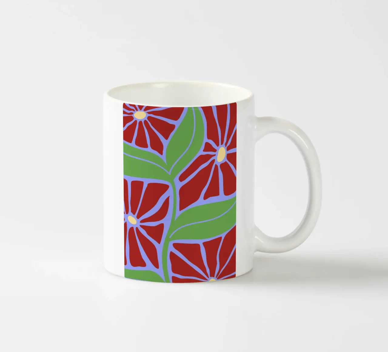 Purple Dreams | Abstract Floral Art Print with Green Touch tazza in ceramica da PrintCessStudio