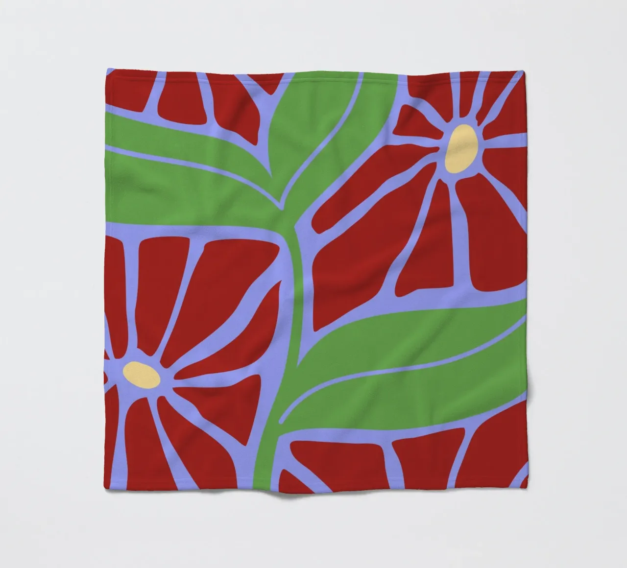 Purple Dreams | Abstract Floral Art Print with Green Touch coperta in pile da PrintCessStudio