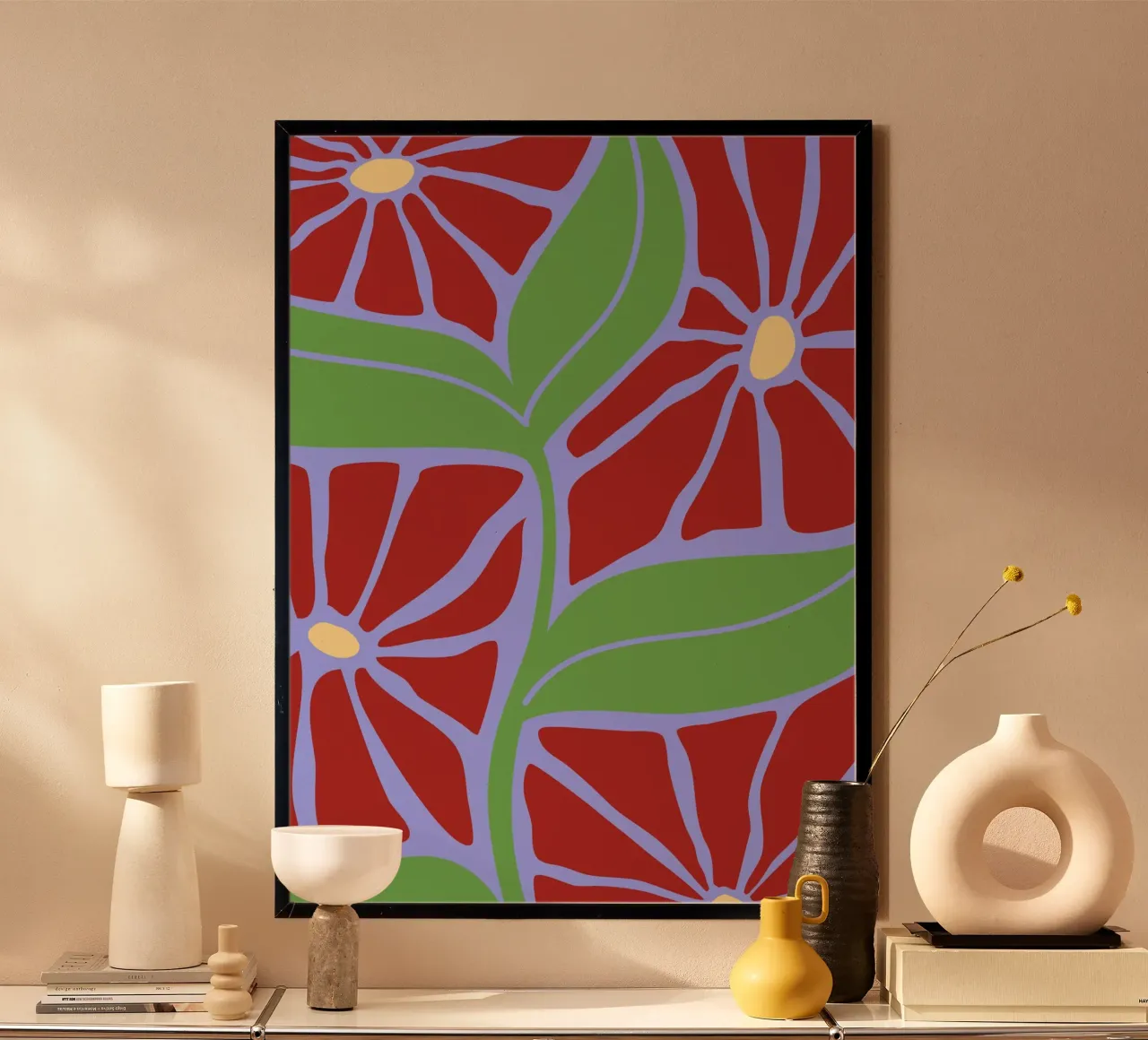 Purple Dreams | Abstract Floral Art Print with Green Touch carta hahnemühle da PrintCessStudio