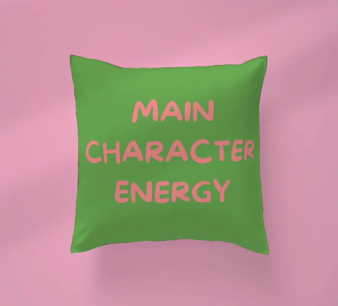 Main Character Energy | Pink & Green Typography Art Print cuscino da PrintCessStudio
