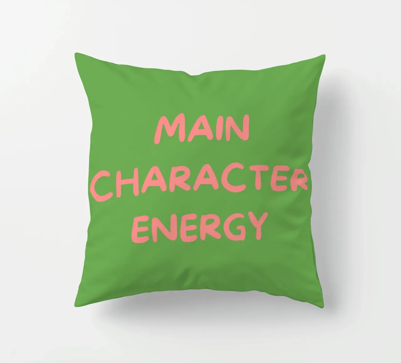Main Character Energy | Pink & Green Typography Art Print cuscino da PrintCessStudio