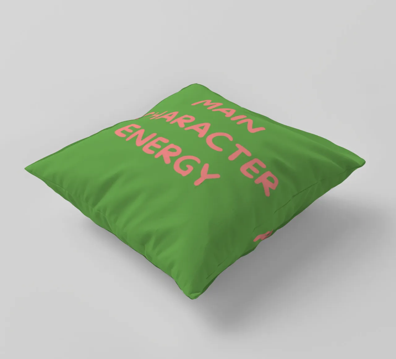 Main Character Energy | Pink & Green Typography Art Print cuscino da PrintCessStudio