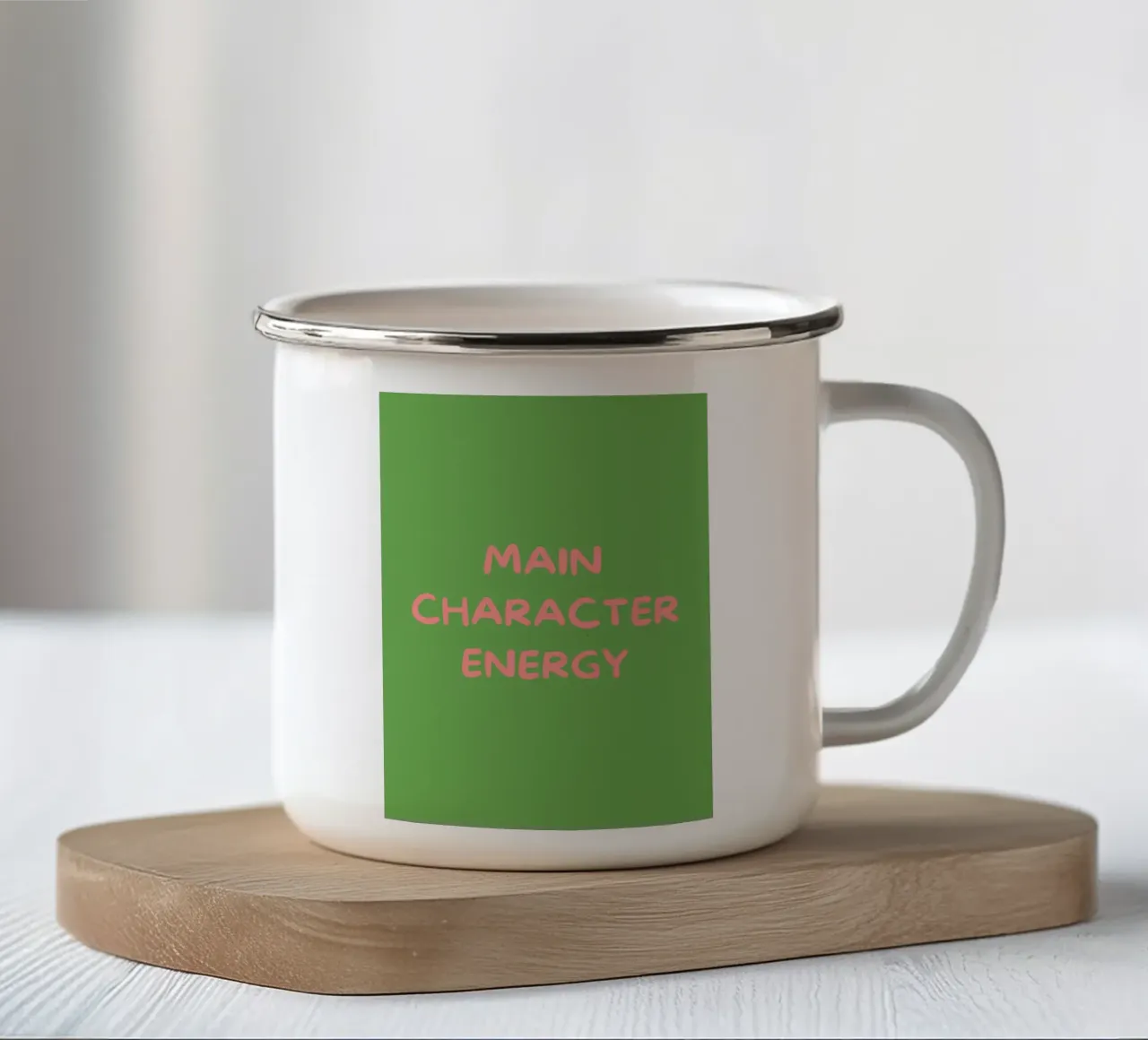 Main Character Energy | Pink & Green Typography Art Print tazza in smalto da PrintCessStudio