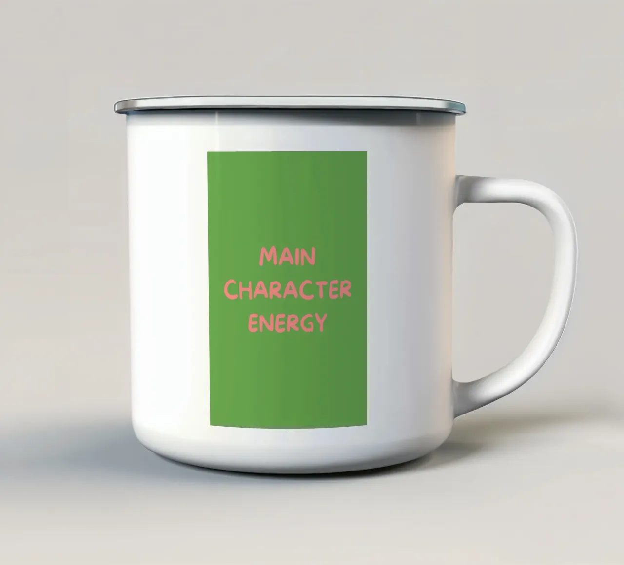 Main Character Energy | Pink & Green Typography Art Print tazza in smalto da PrintCessStudio