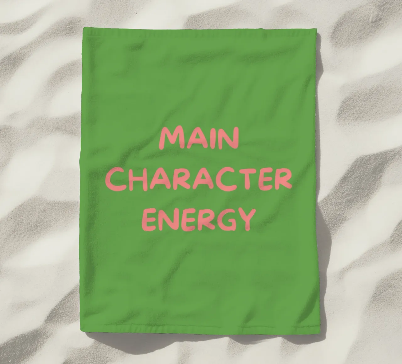 Main Character Energy | Pink & Green Typography Art Print telo mare da PrintCessStudio