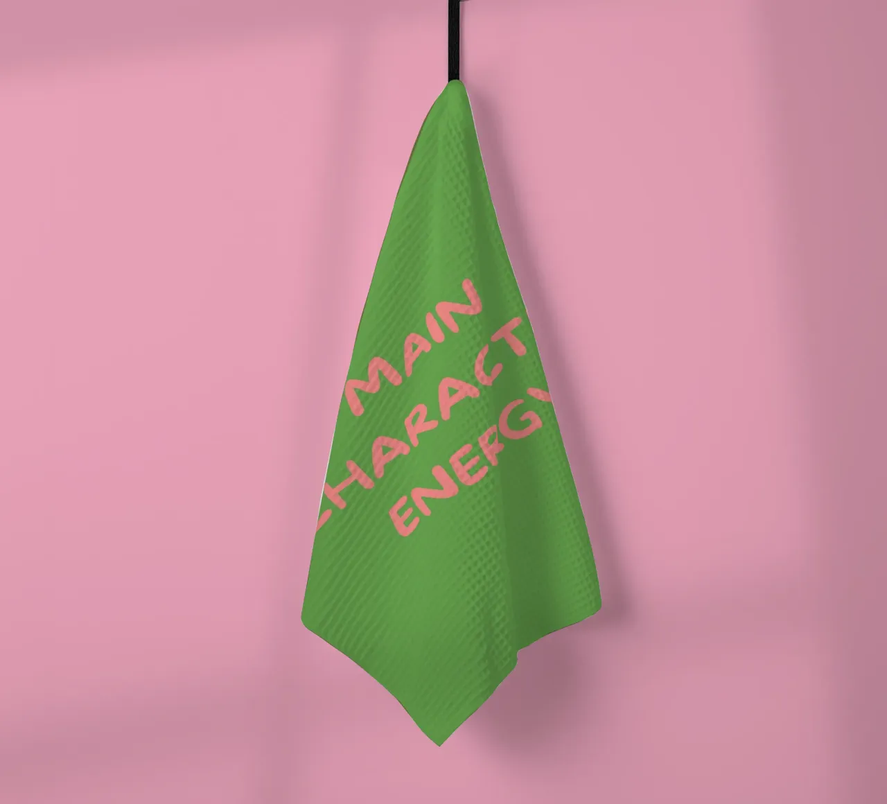 Main Character Energy | Pink & Green Typography Art Print canovaccio da cucina da PrintCessStudio