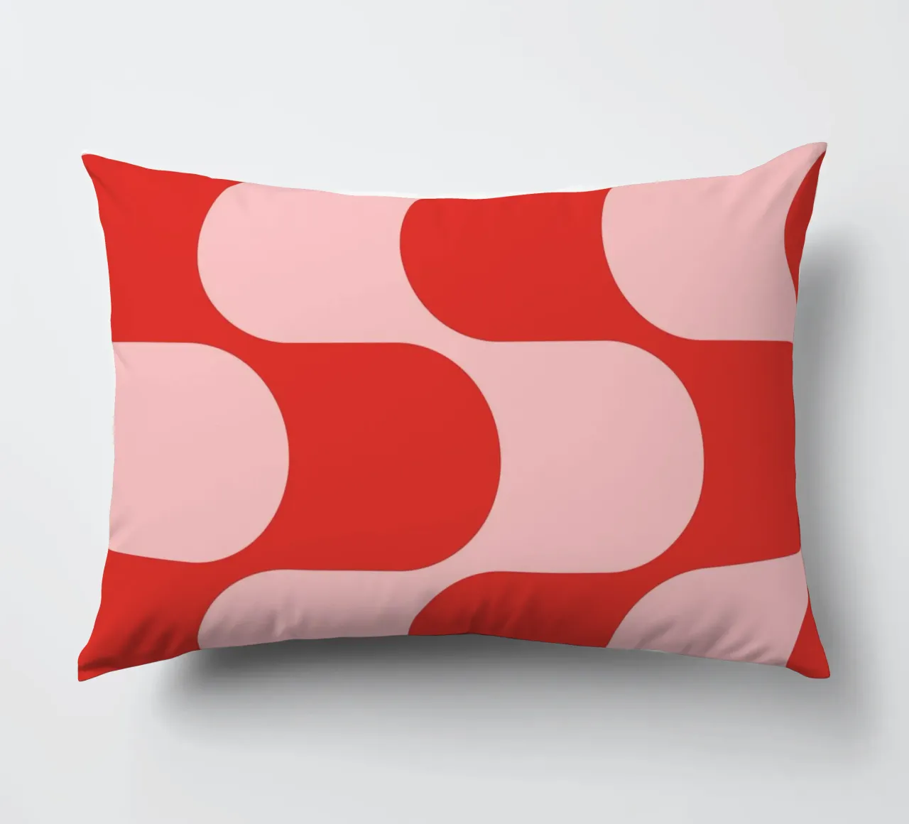 Retro Vibes | Pink & Red 70s-Inspired Art Print cuscino da PrintCessStudio