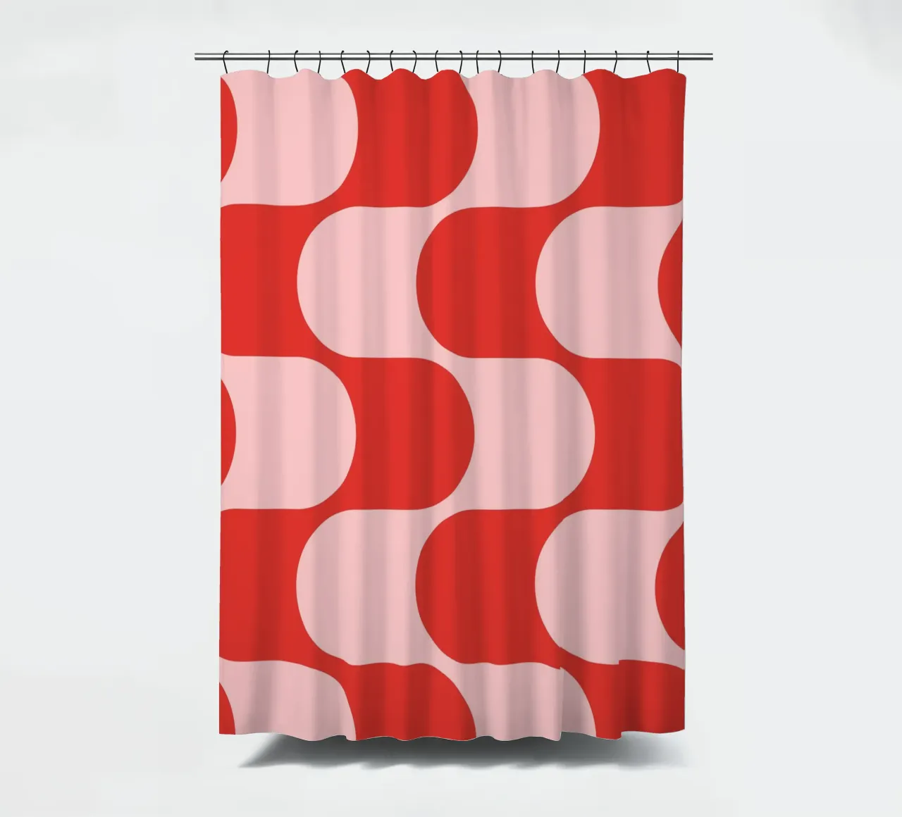 Retro Vibes | Pink & Red 70s-Inspired Art Print Duschvorhang von PrintCessStudio