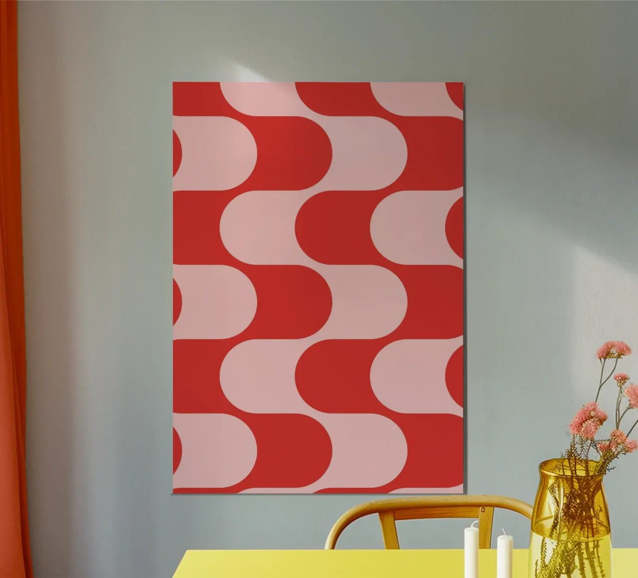 Retro Vibes | Pink & Red 70s-Inspired Art Print aluminio dibond de PrintCessStudio