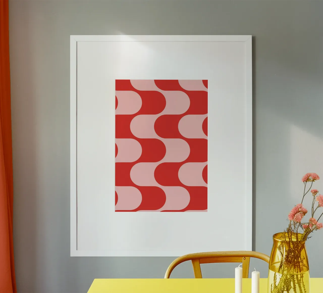 Retro Vibes | Pink & Red 70s-Inspired Art Print carta hahnemühle da PrintCessStudio