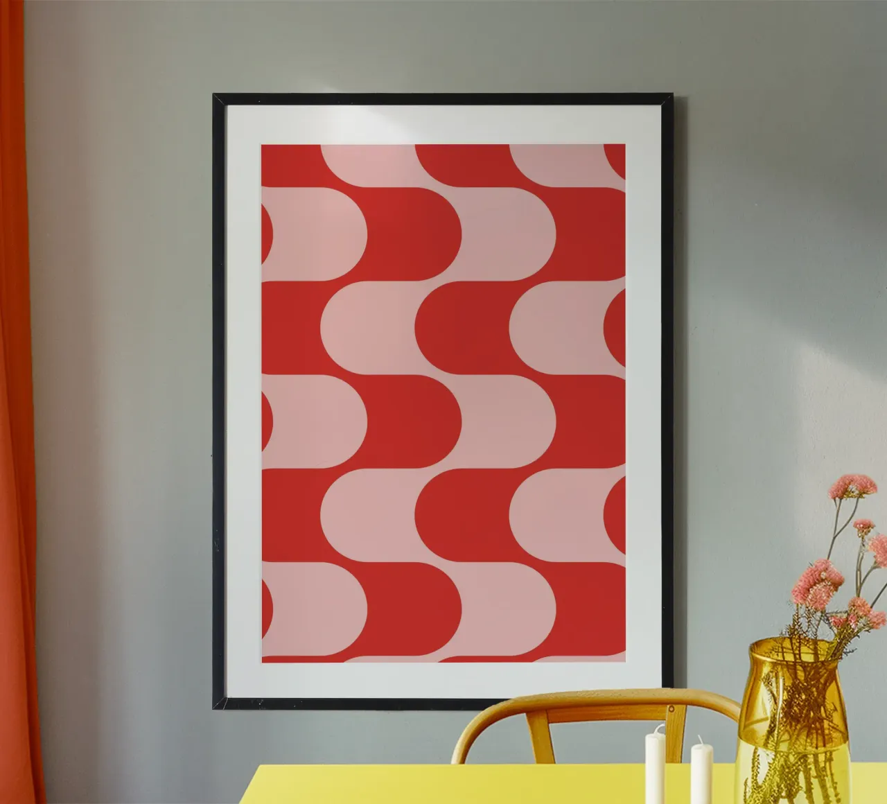 Retro Vibes | Pink & Red 70s-Inspired Art Print carta hahnemühle da PrintCessStudio