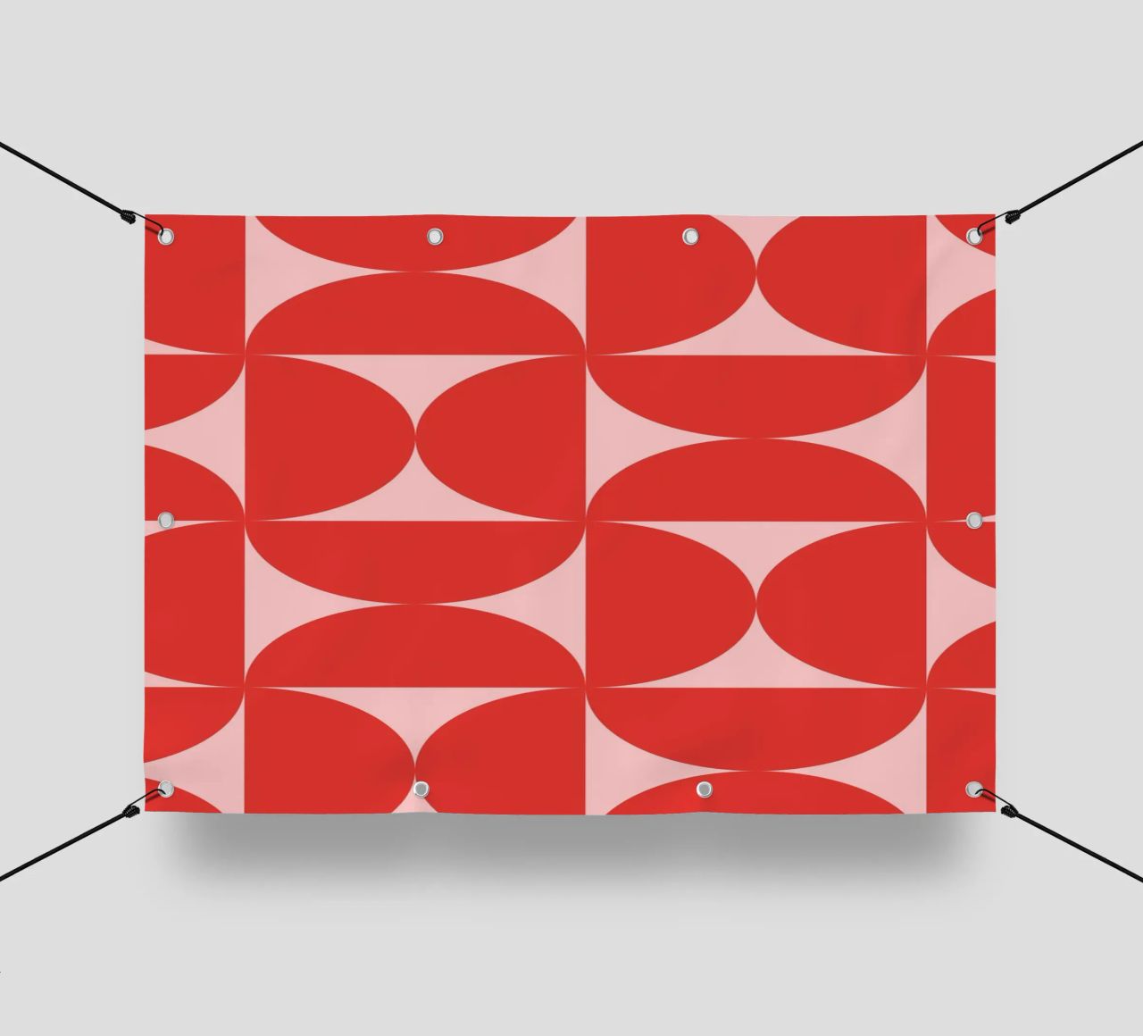 Sharp Shapes | Bold Pink & Red 70s-Inspired Art Print telo in pvc da PrintCessStudio