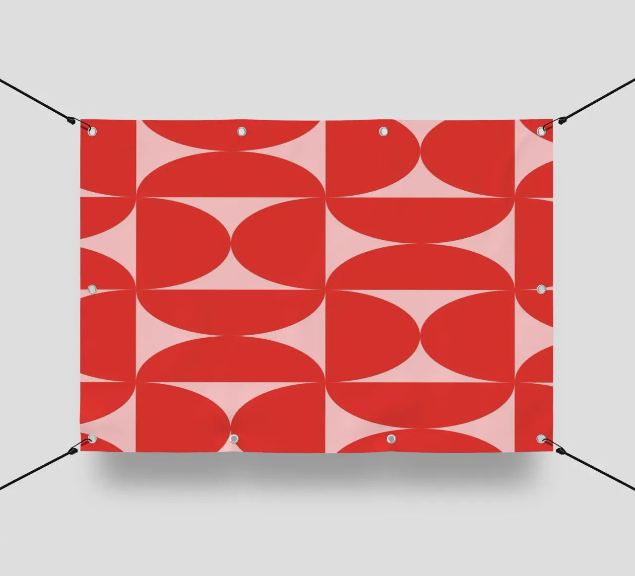 Sharp Shapes | Bold Pink & Red 70s-Inspired Art Print telo in pvc da PrintCessStudio