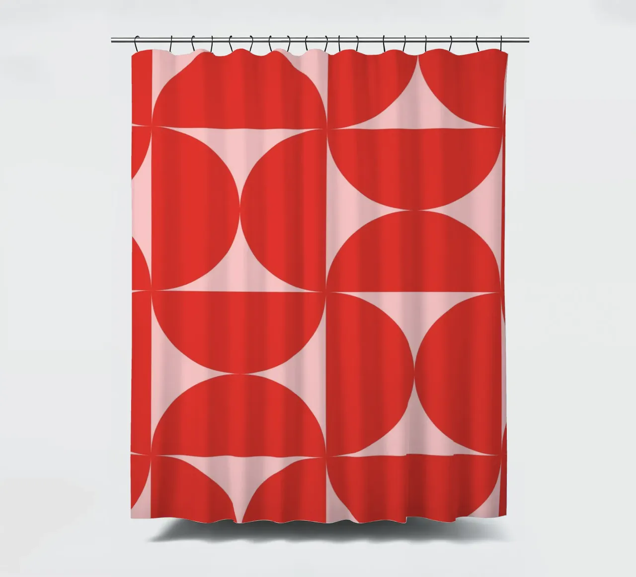 Sharp Shapes | Bold Pink & Red 70s-Inspired Art Print tenda da doccia da PrintCessStudio