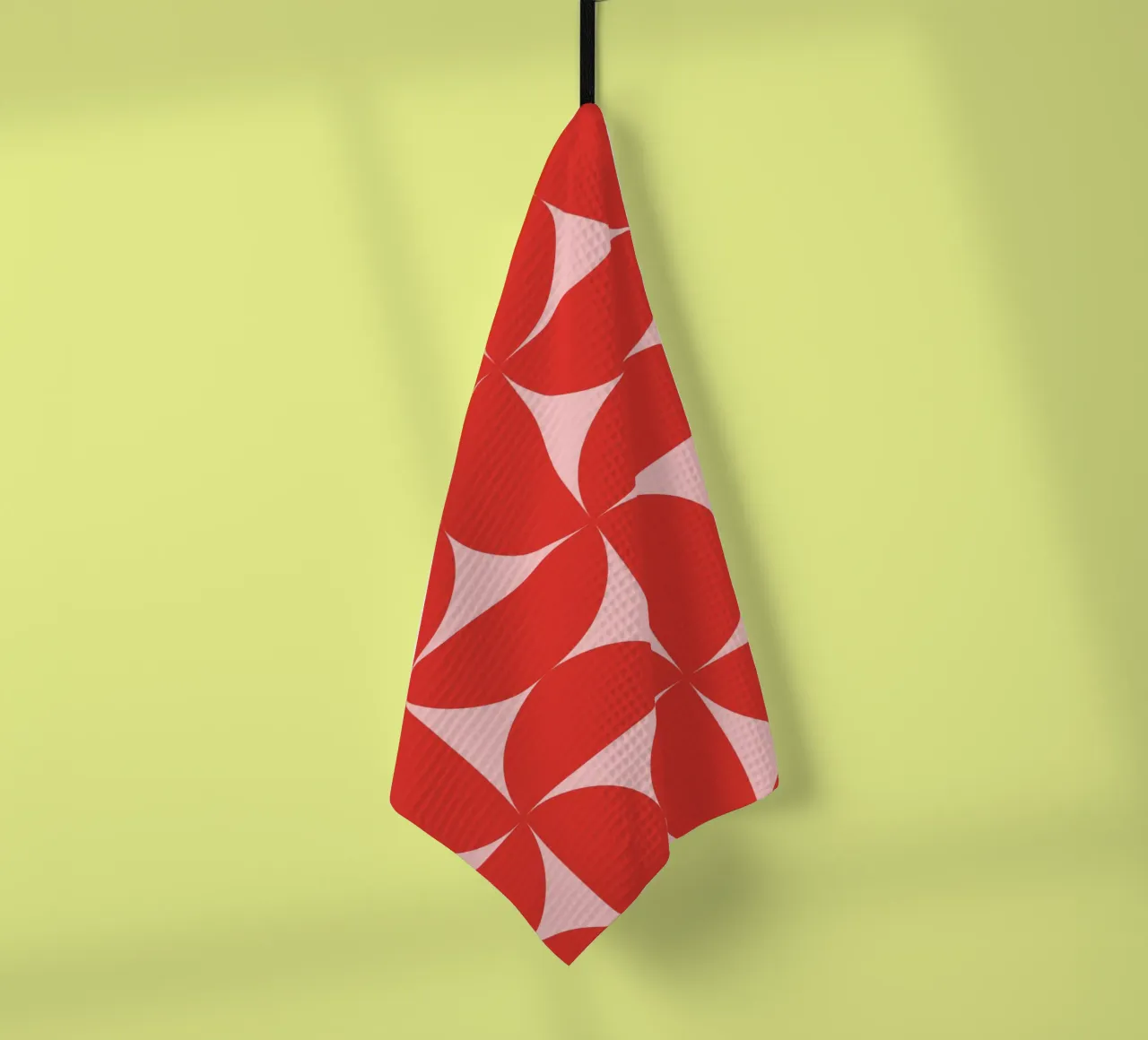 Sharp Shapes | Bold Pink & Red 70s-Inspired Art Print canovaccio da cucina da PrintCessStudio