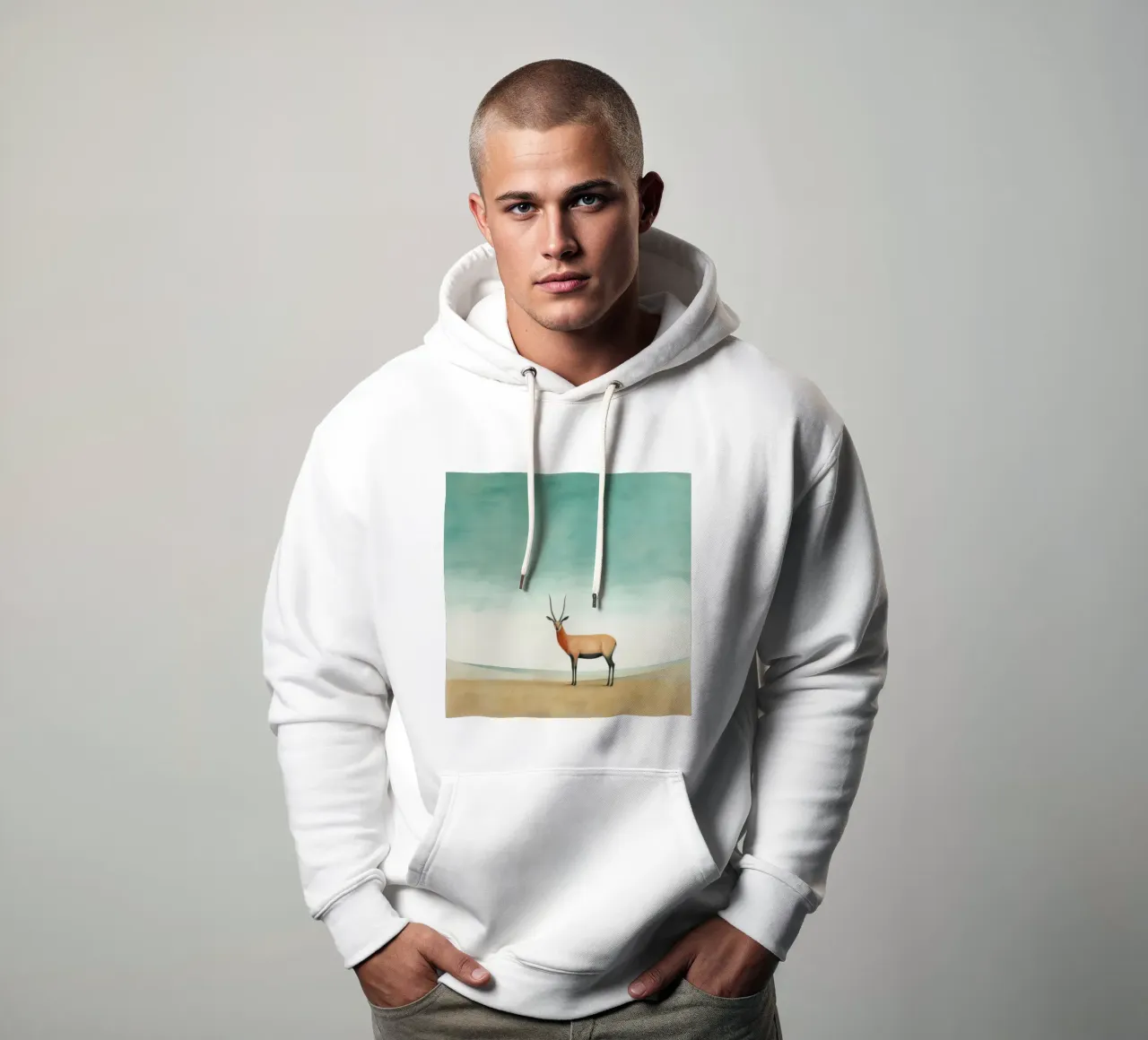 Antilope minima 2 felpa con cappuccio da Minimal Animal Art