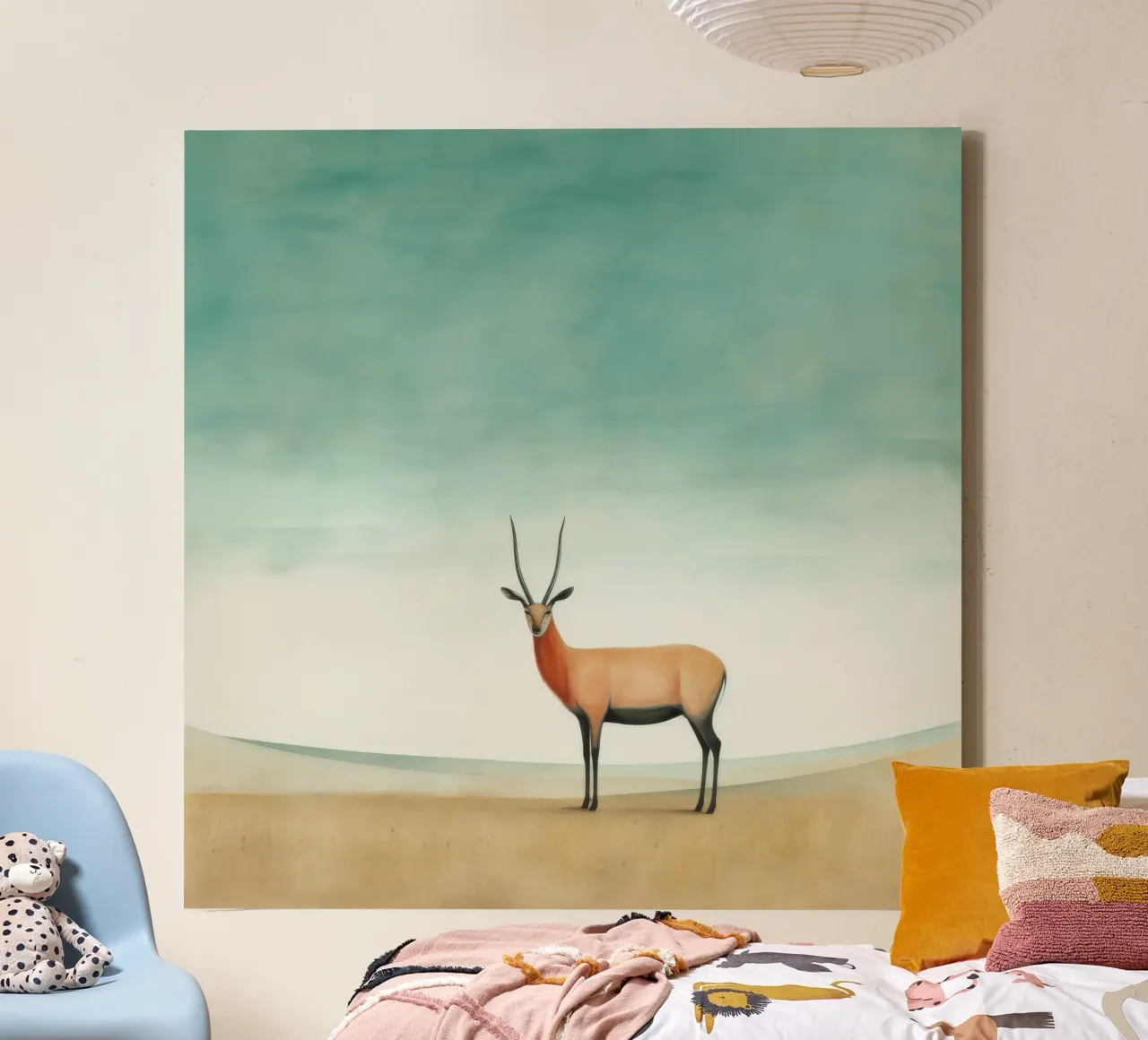 Minimal Antelope 2 canvas by Minimal Animal Art