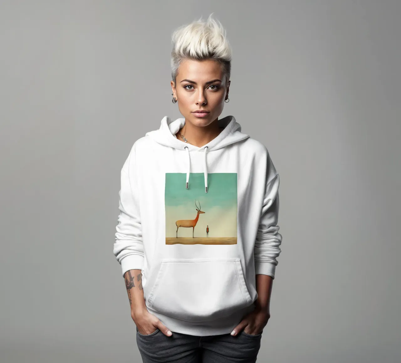 Antilope minima 3 felpa con cappuccio da Minimal Animal Art