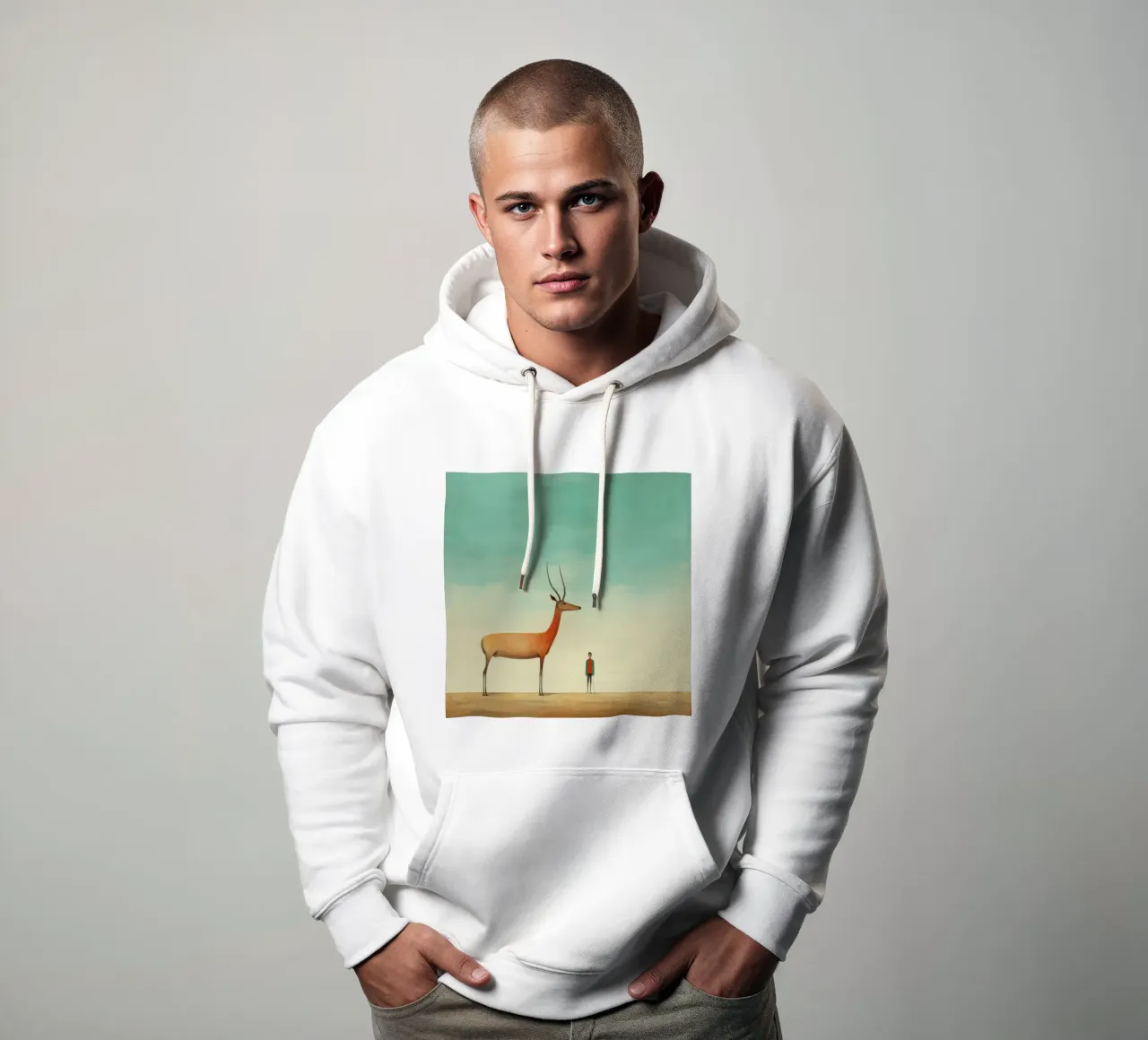 Antilope minima 3 felpa con cappuccio da Minimal Animal Art