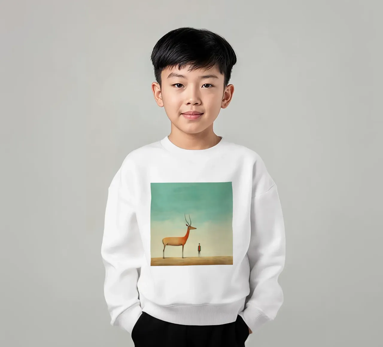 Antilope minima 3 felpa bambino da Minimal Animal Art