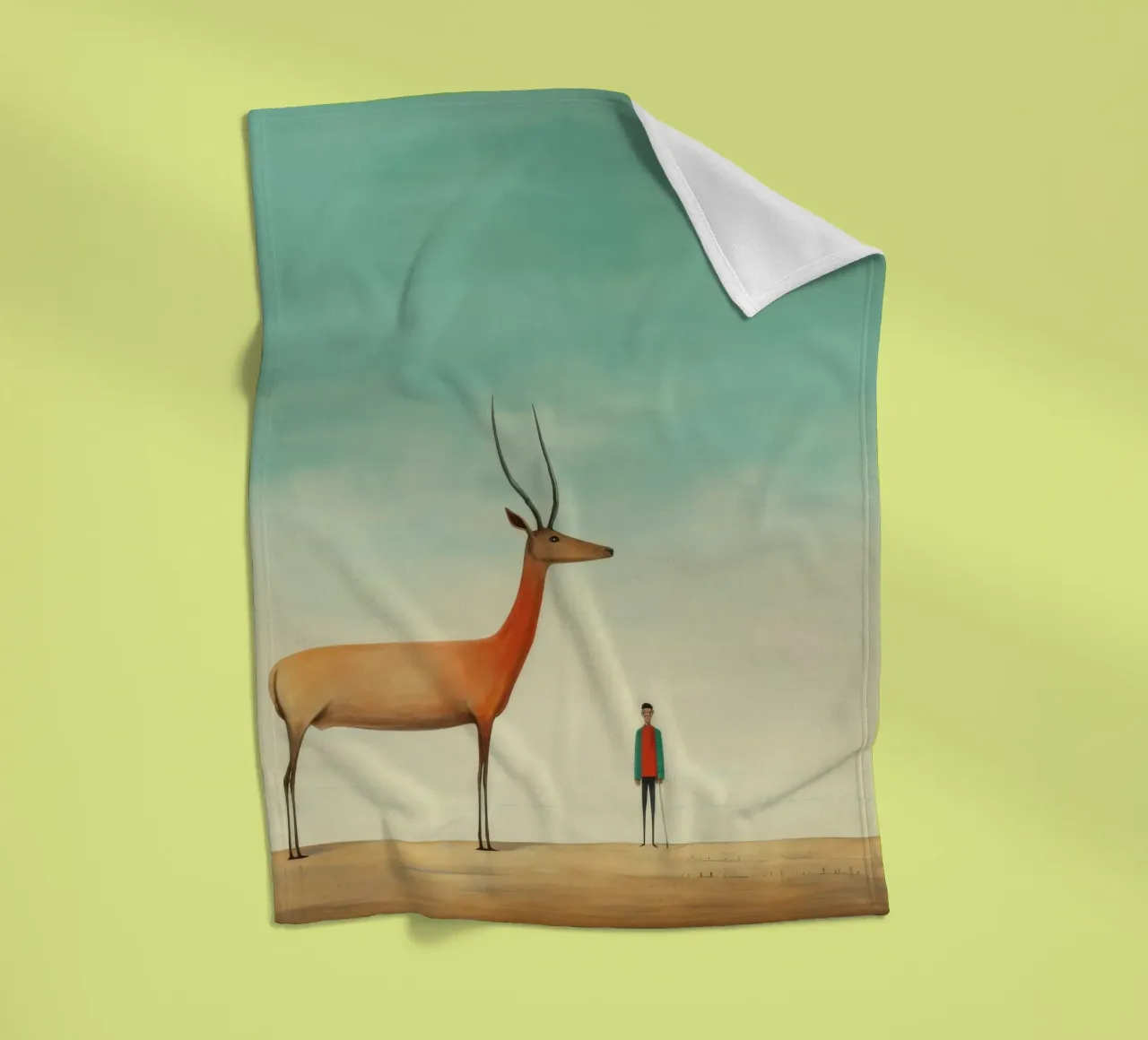 Minimal Antelope 3 fleece blanket by Minimal Animal Art