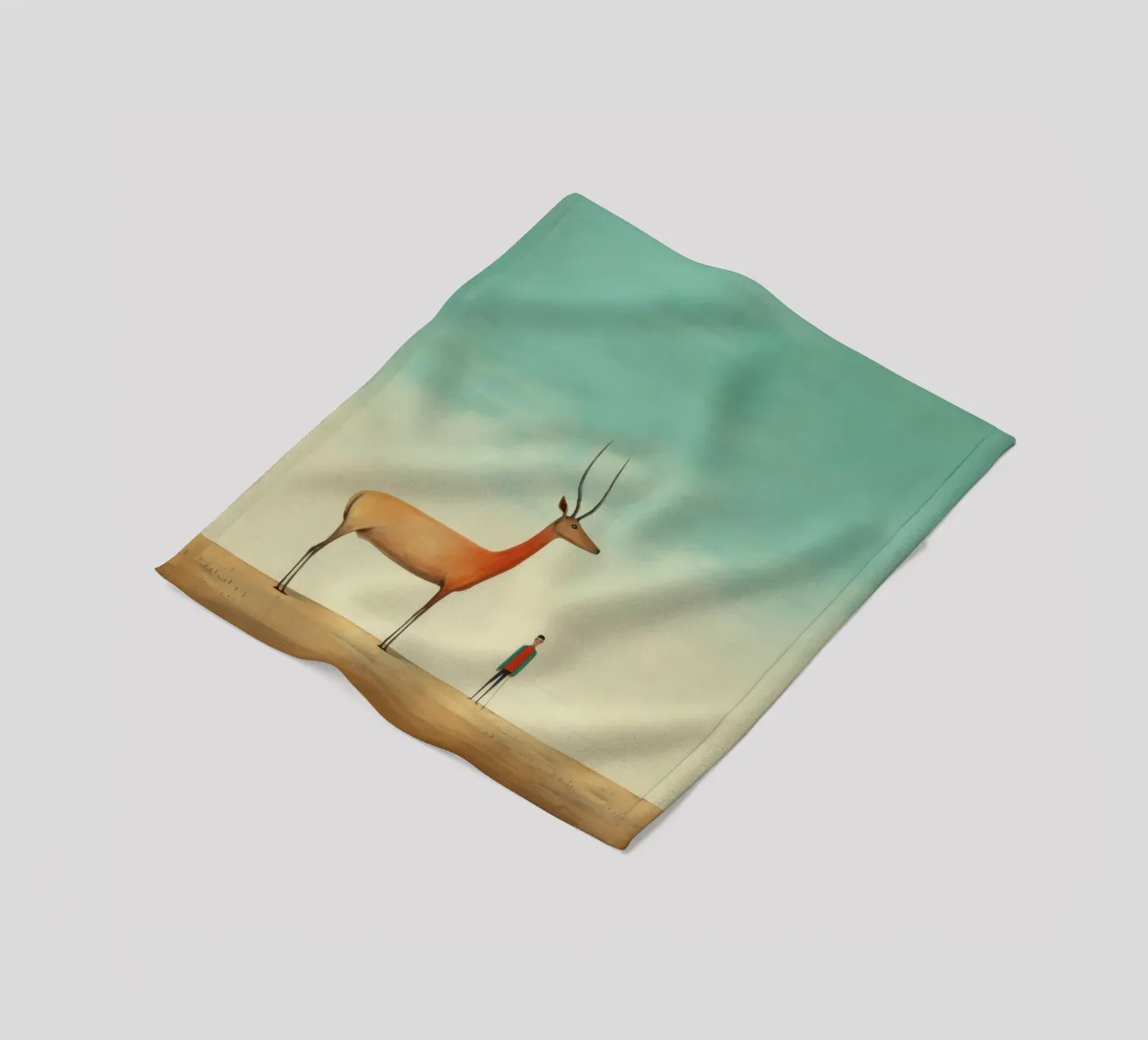 Minimal Antelope 3 fleece blanket by Minimal Animal Art