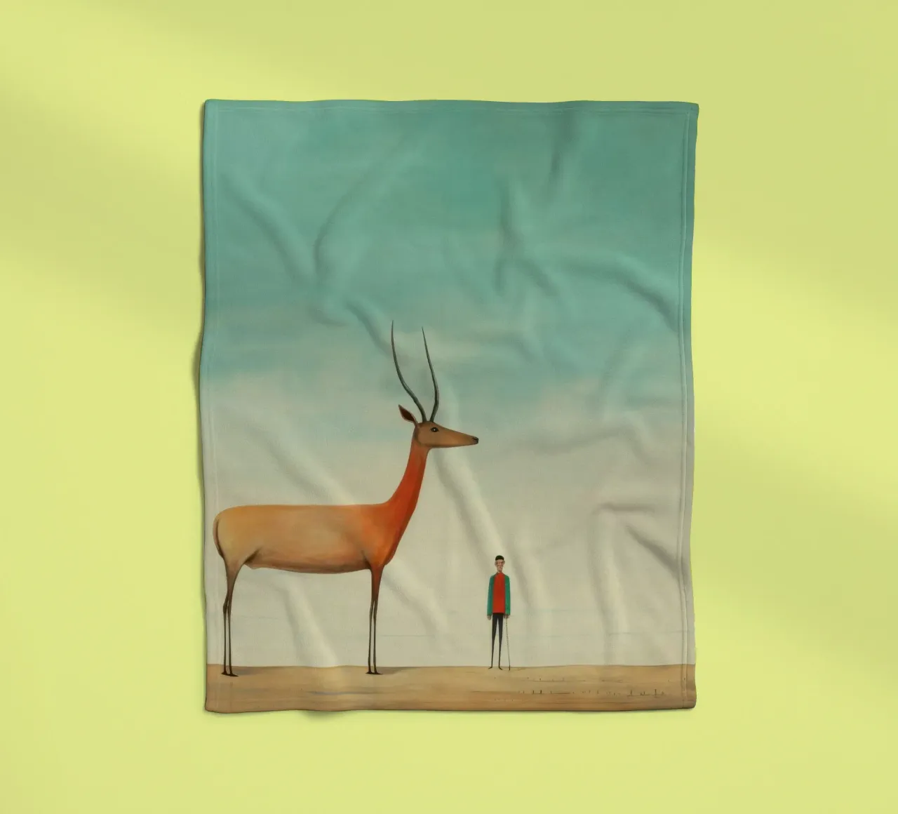 Minimal Antelope 3 fleece blanket by Minimal Animal Art