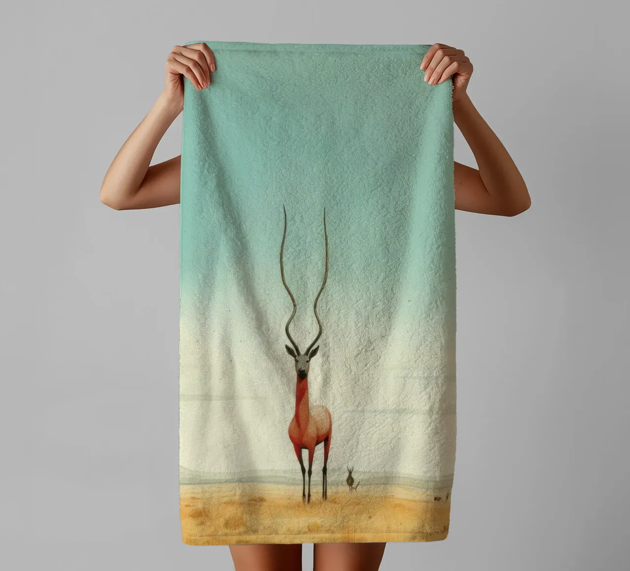 Minimal Antelope 4 towel by Minimal Animal Art