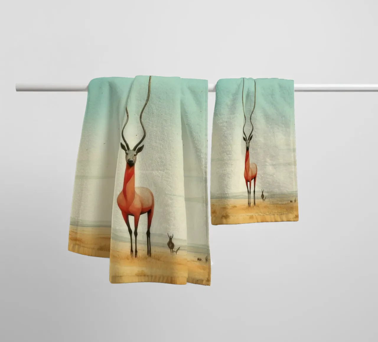 Minimal Antelope 4 towel by Minimal Animal Art
