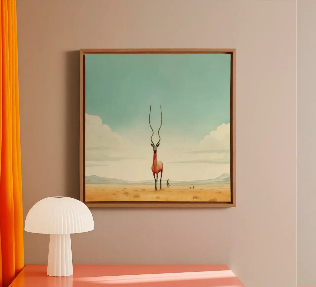 Antilope minima 4 tela con Cornice a cassetta da Minimal Animal Art