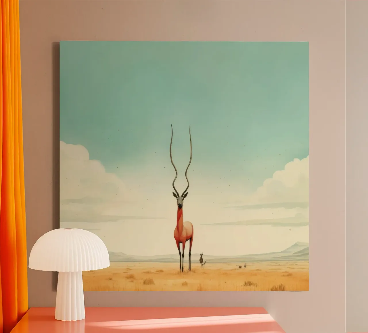 Antilope minima 4 tela con Cornice a cassetta da Minimal Animal Art