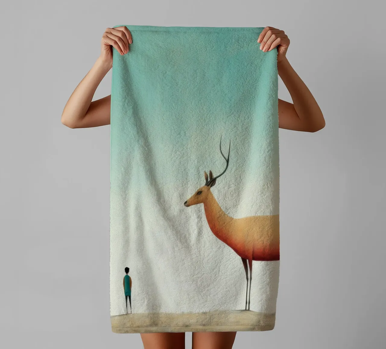 Minimal Antelope 1 towel by Minimal Animal Art