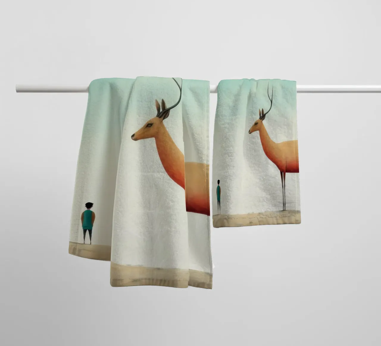 Minimal Antelope 1 towel by Minimal Animal Art