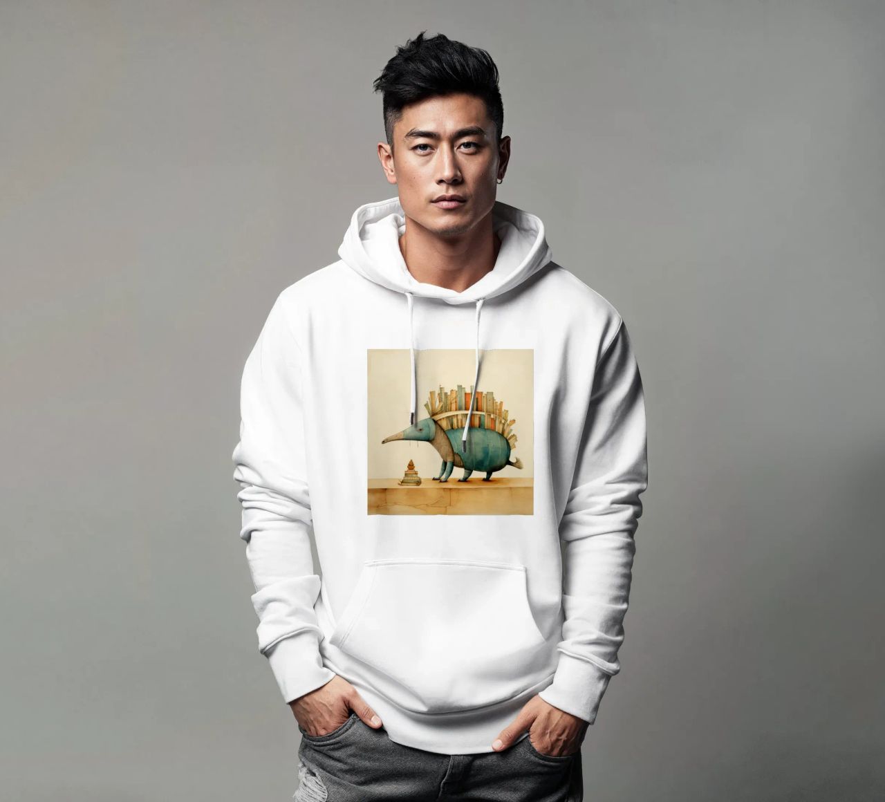 Armadillo mínimo 2 sudadera con capucha de Minimal Animal Art